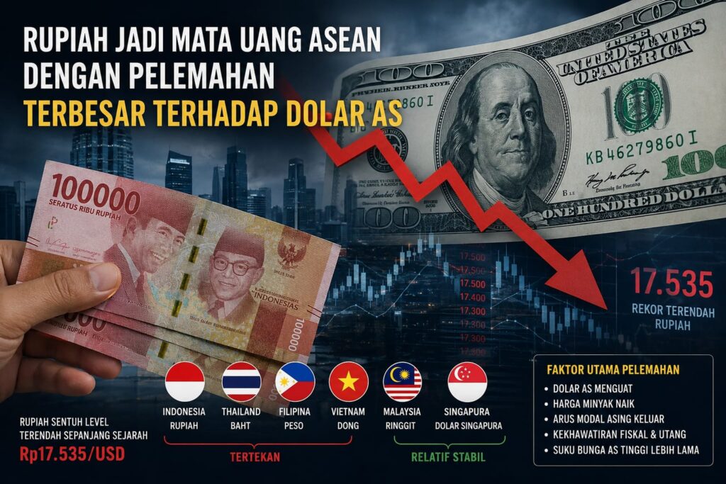 Dolar AS Menguat, Rupiah dan Mata Uang ASEAN Melemah